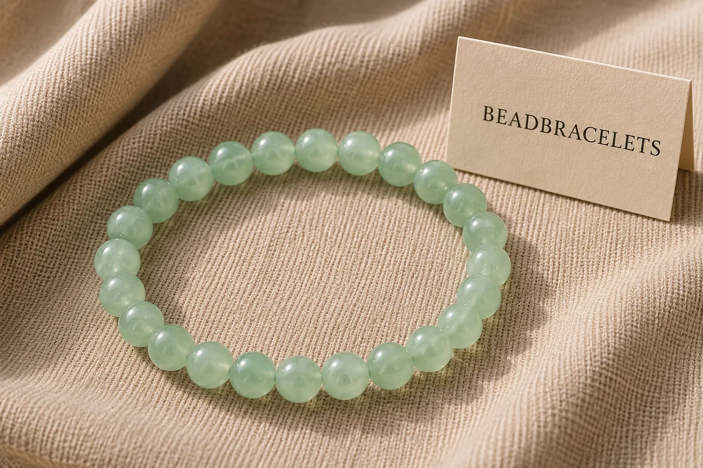 SAGE — Aventurin-Perlenarmband, 5–7 mm, auf Leinen