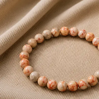 TERRA — Netzjaspis, rot-Perlenarmband auf Leinen